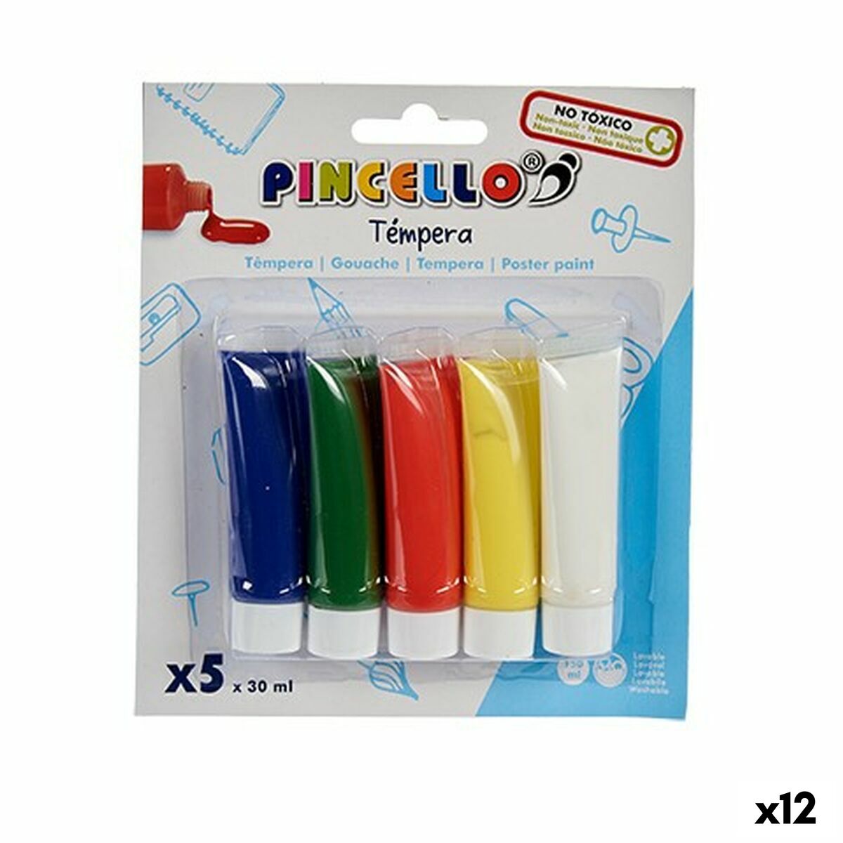 Témperas Pincello Multicolor 30 ml (12 Unidades)