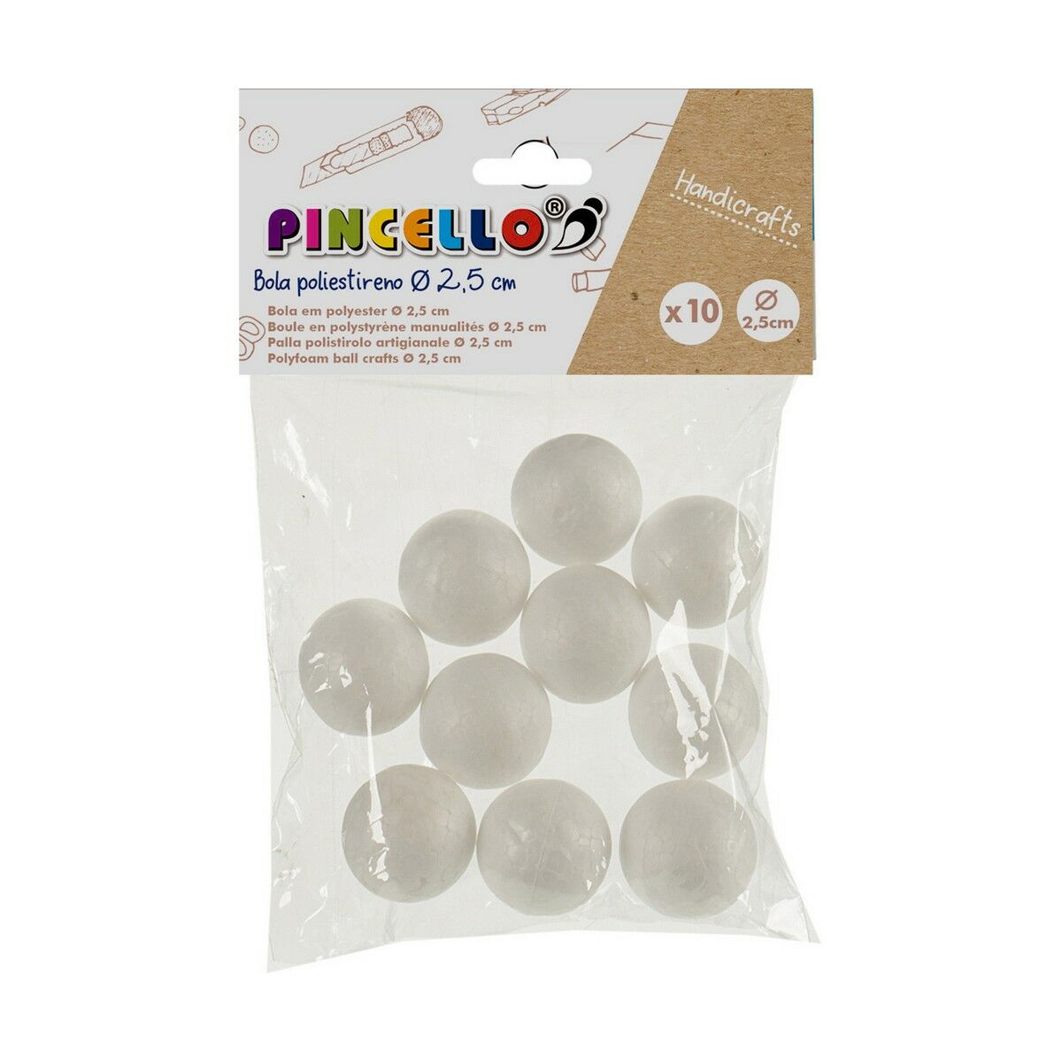 Material para Manualidades Pincello Bolas Poliestireno Ø 2,5 cm Blanco 12 Unidades