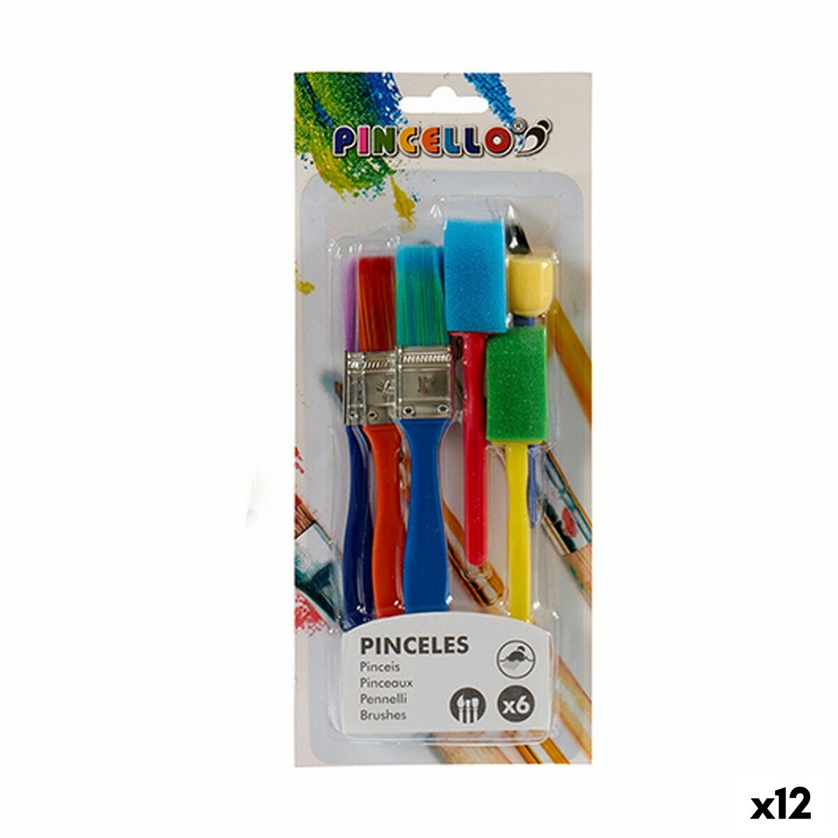 Pinceles Pincello Multicolor Set Esponja (12 Unidades)