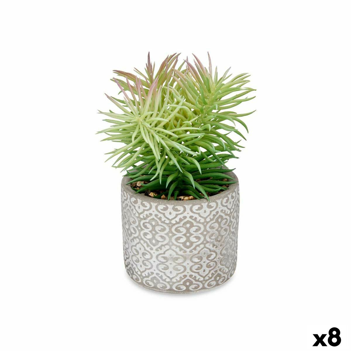Planta Decorativa Ibergarden Madera Polietileno Plástico Cemento Suculenta 12 x 22 x 12 cm (8 Unidades)