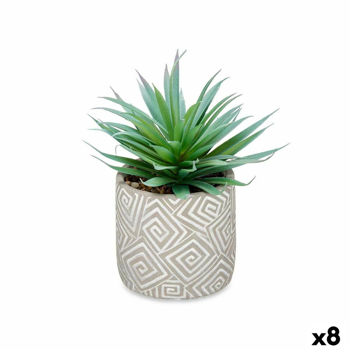 Planta Decorativa Ibergarden Madera Polietileno Plástico Cemento Suculenta 17 x 21 x 17 cm (8 Unidades)