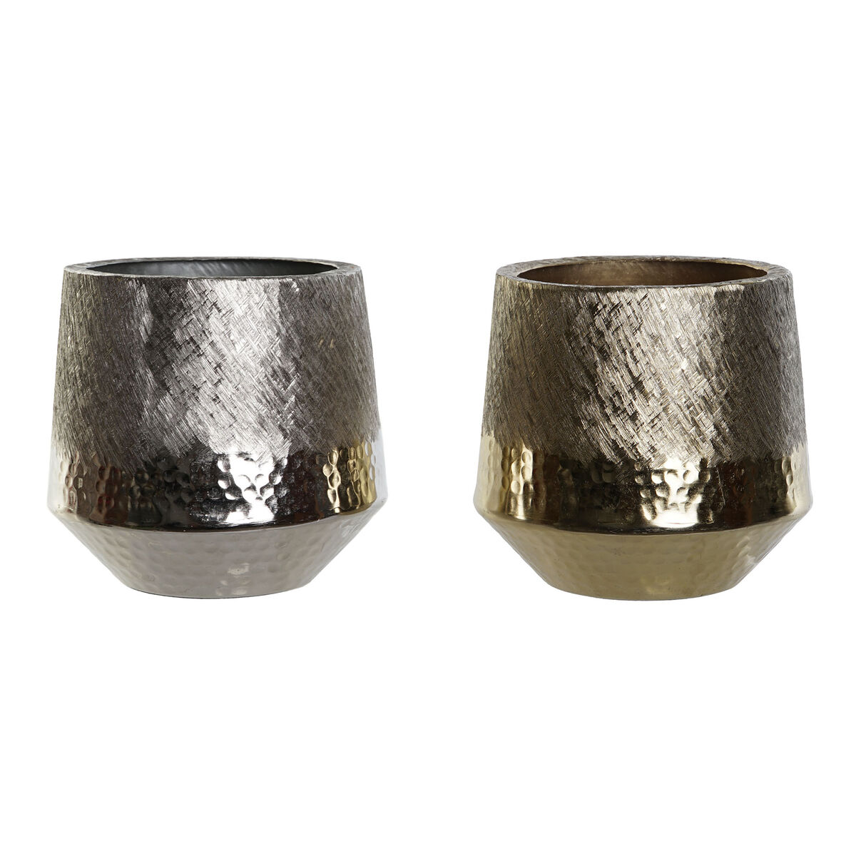 Centro de Mesa DKD Home Decor Dorado Plateado Aluminio 19 x 19 x 20 cm (2 Unidades)