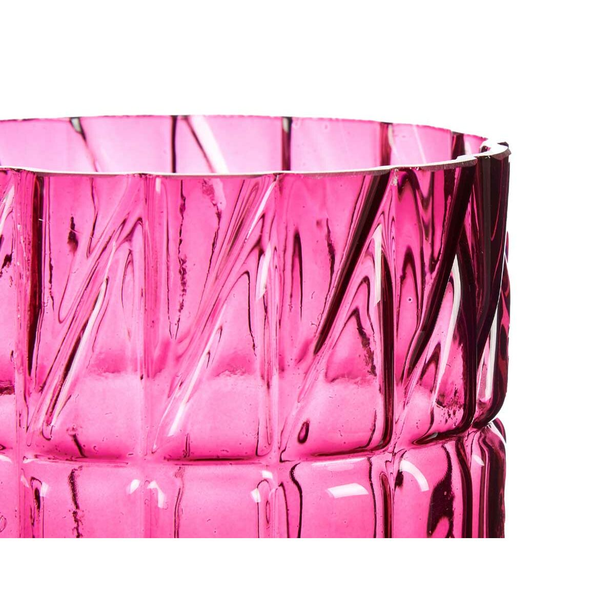 Jarrón Gift Decor Rosa Rosa oscuro Cristal Tallado 13 x 26,5 x 13 cm (6 Unidades)
