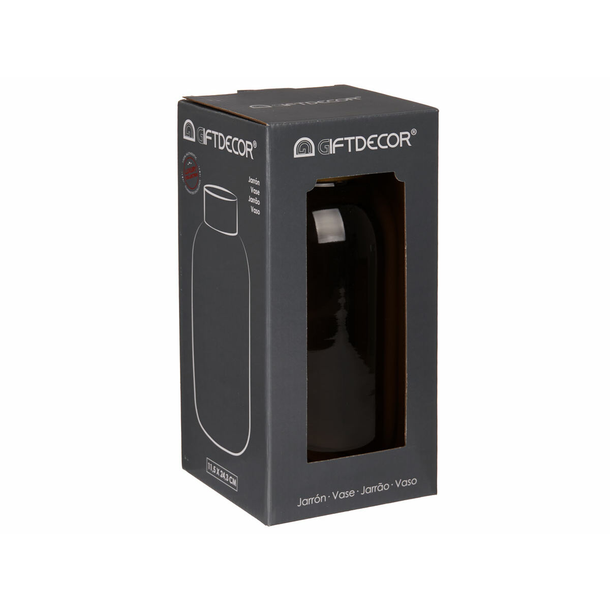 Jarrón Gift Decor Gris Dorado Vidrio 11,5 x 24 x 11,5 cm (6 Unidades)