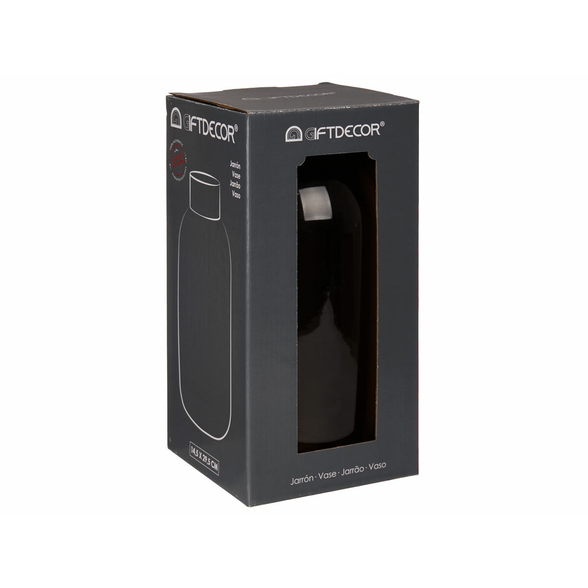 Jarrón Gift Decor Gris Dorado Vidrio 14,5 x 29,5 x 14,5 cm (6 Unidades)