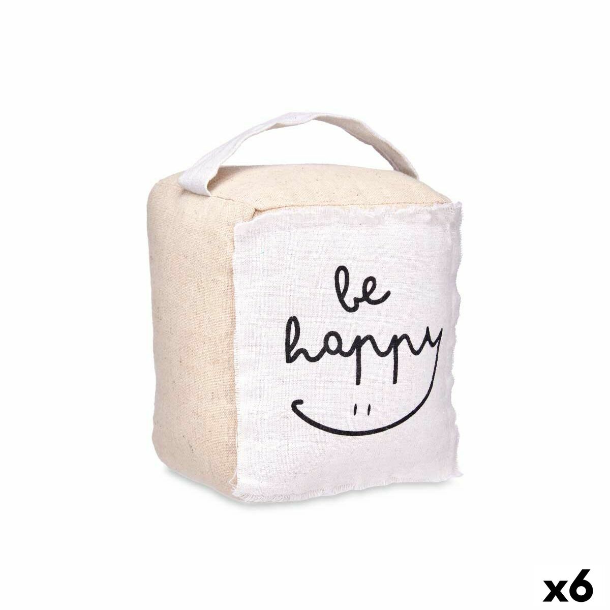 Sujetador de puerta Gift Decor Be Happy Tela 16 x 19 x 14,5 cm Cubo (6 Unidades)