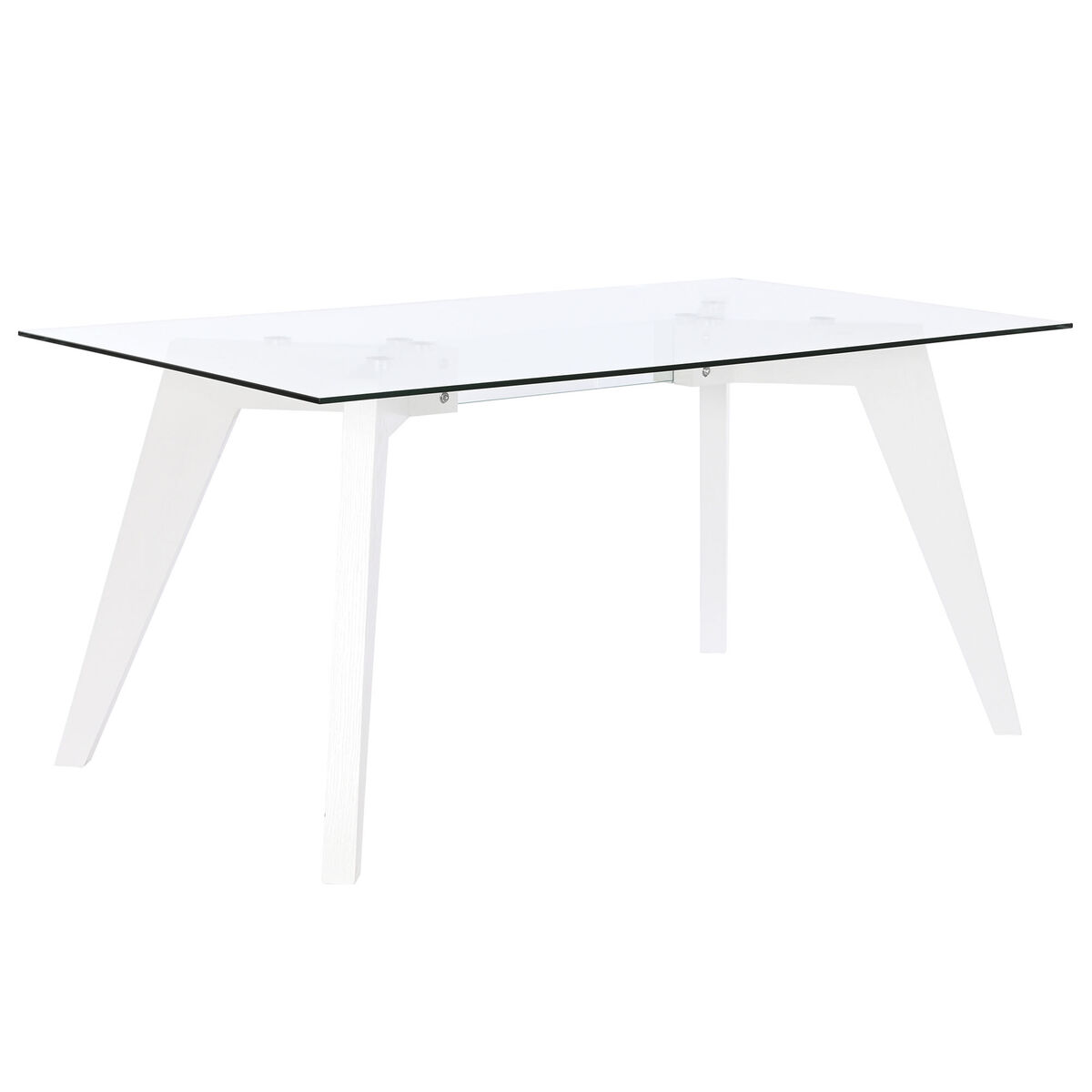 Mesa de Comedor DKD Home Decor Blanco Transparente Cristal Madera MDF 160 x 90 x 75 cm