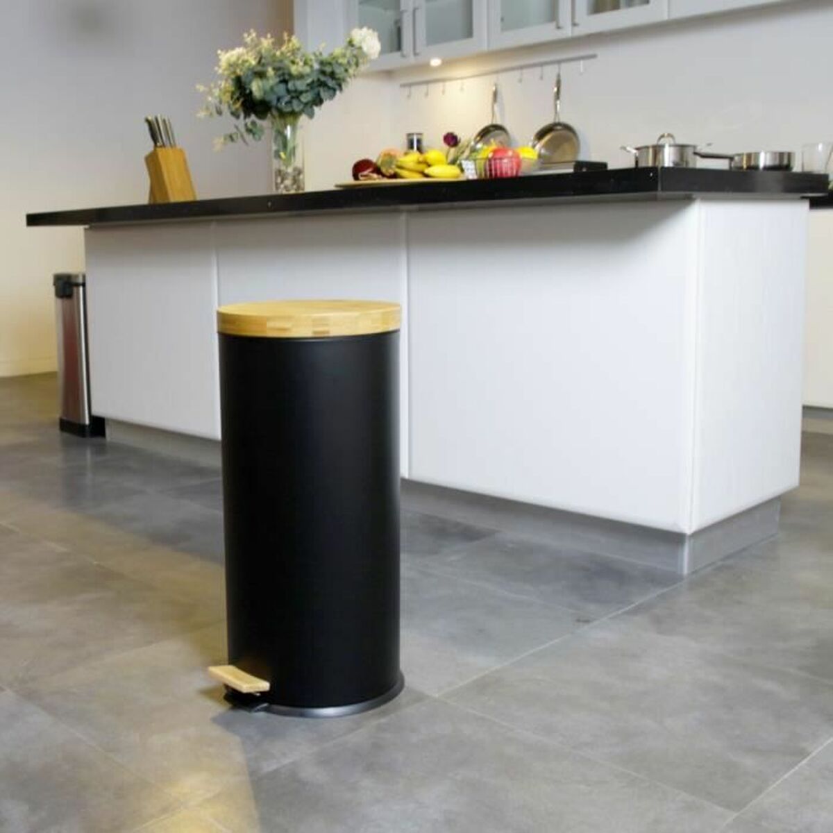 Cubo para la Basura Kitchen Move   Negro Negro mate 30 L