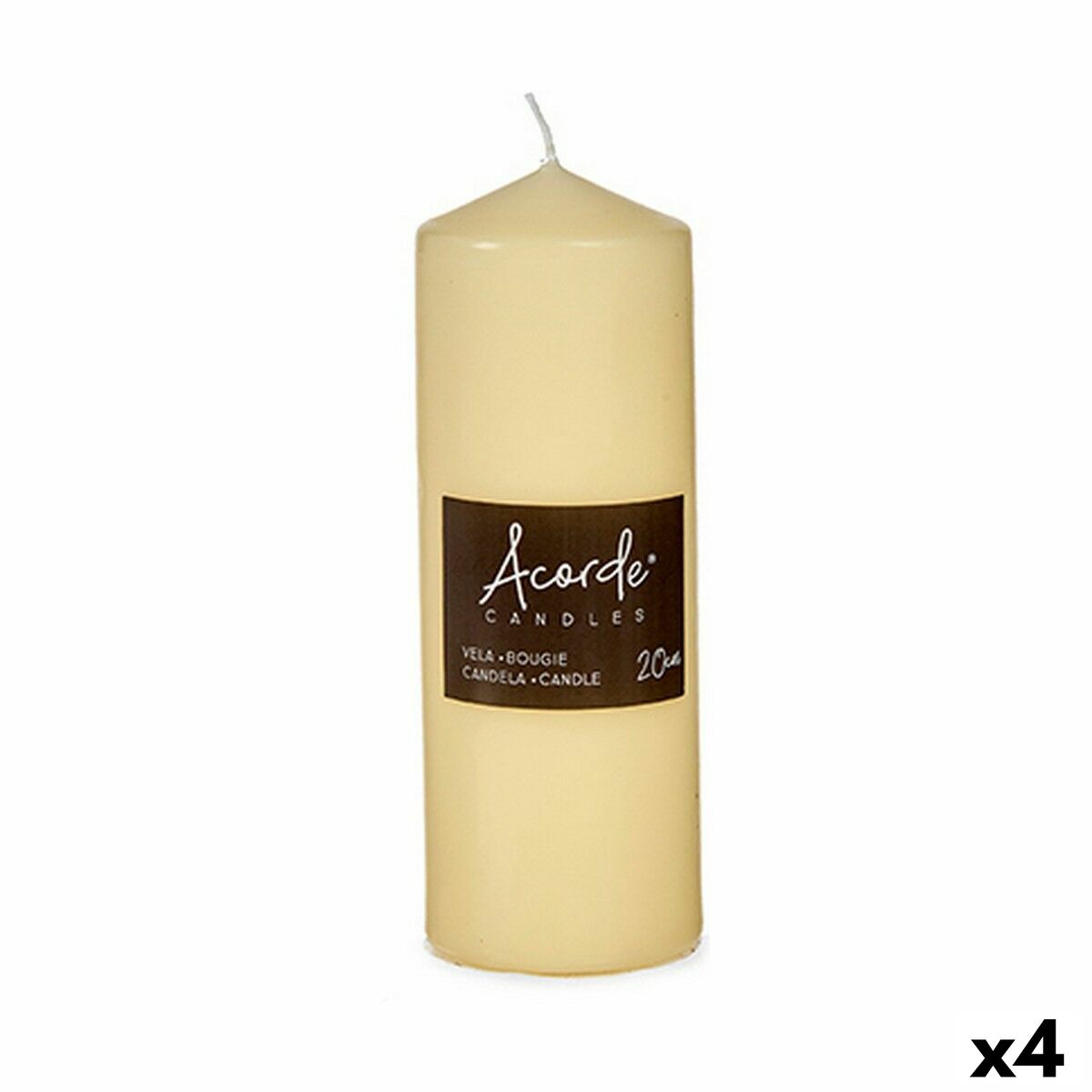 Vela Acorde Crema 7 x 20 x 7 cm 7 x 19,7 x 7 cm (4 Unidades)