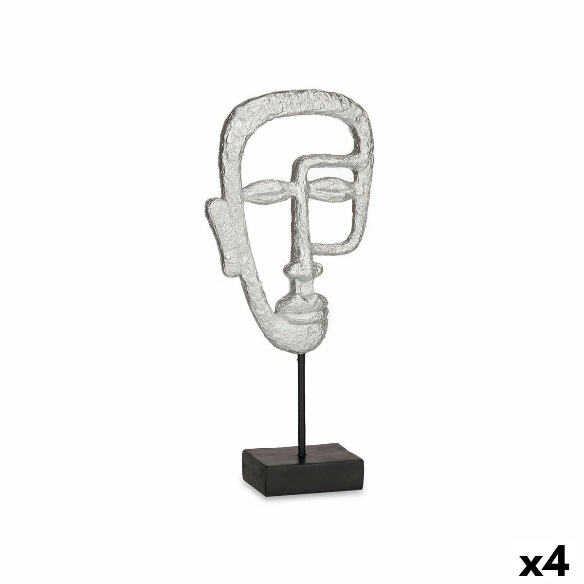 Figura Decorativa Gift Decor Plateado Plata Cara 19,5 x 38 x 10,5 cm (4 Unidades)