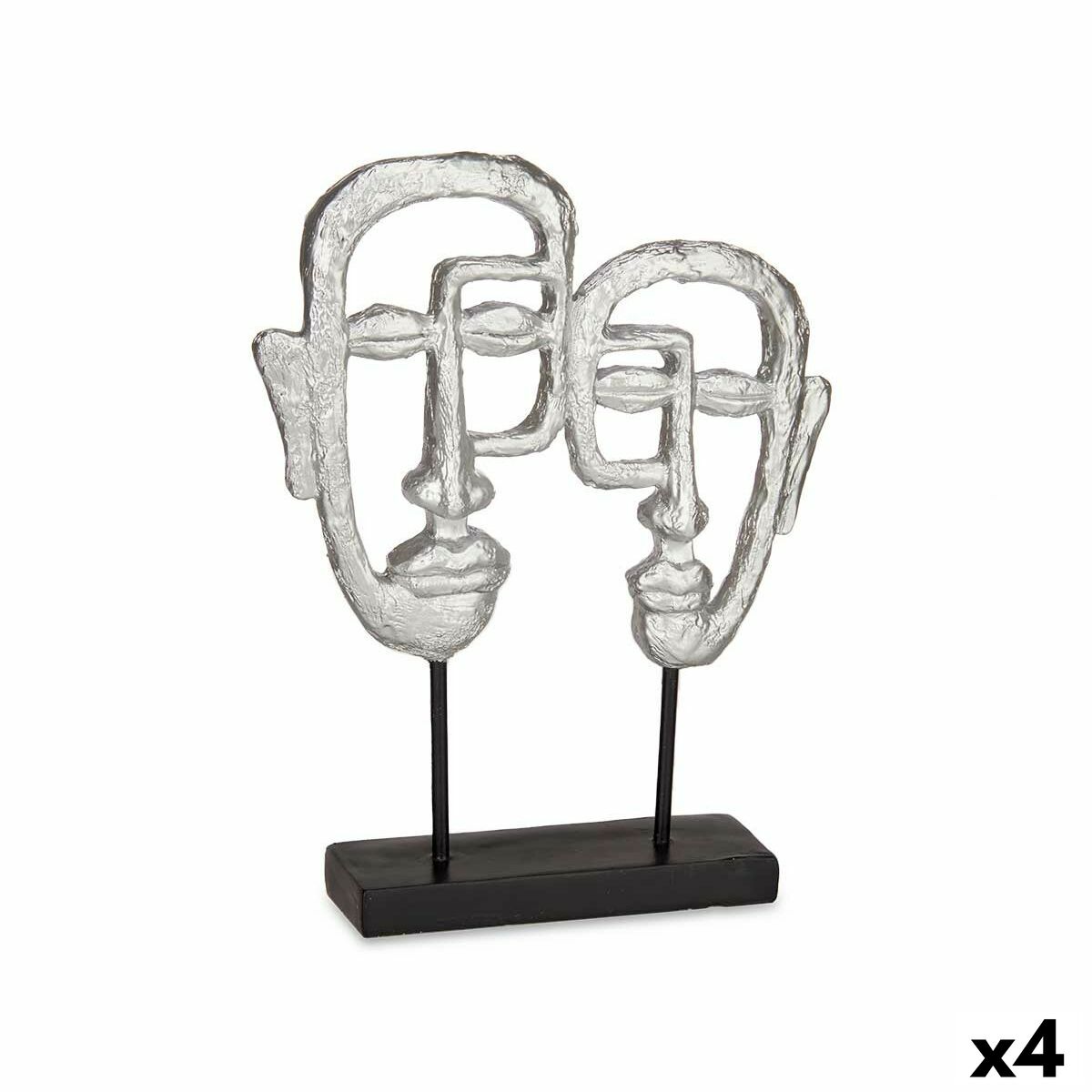 Figura Decorativa Gift Decor Plateado Plata Cara 27 x 32,5 x 10,5 cm (4 Unidades)