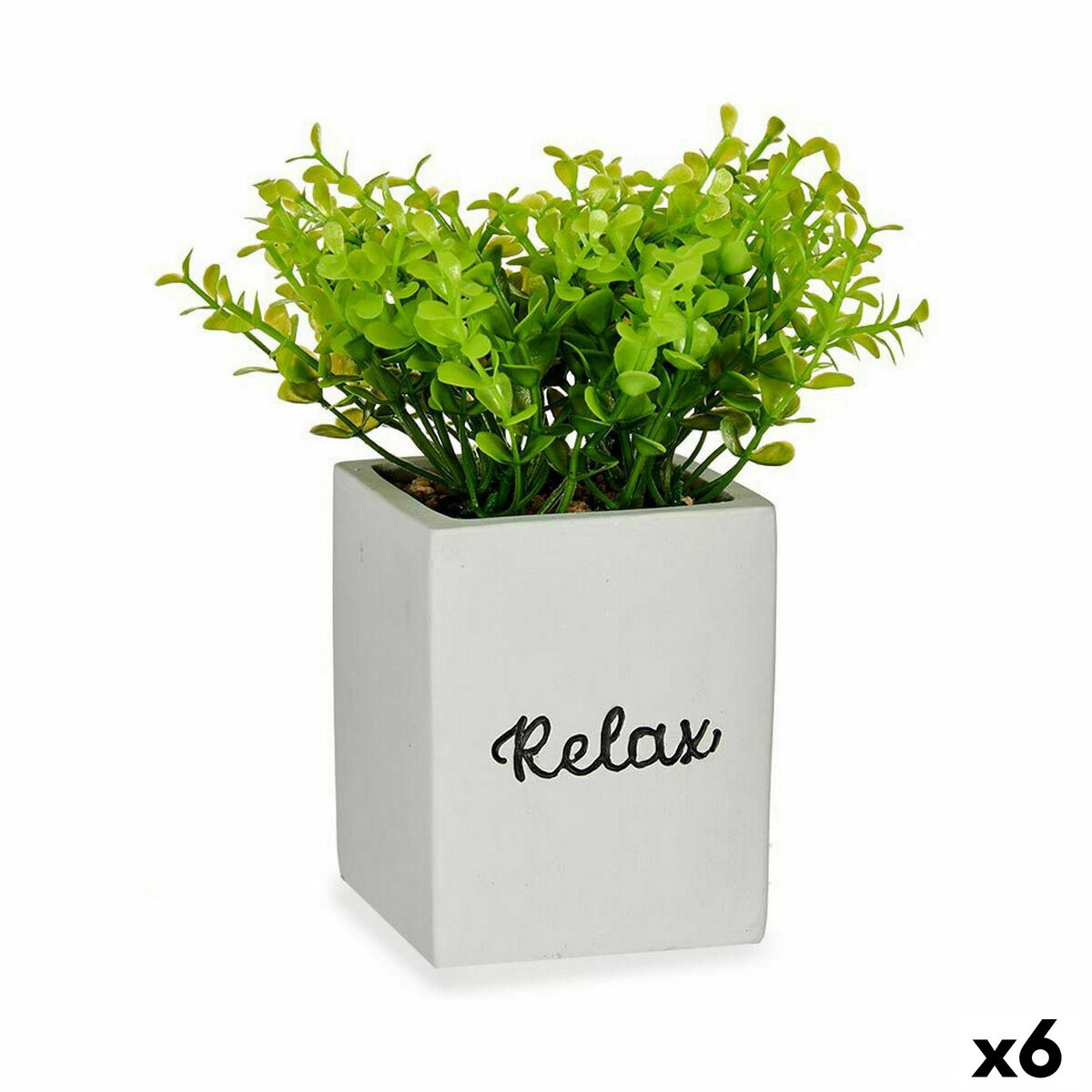 Planta Decorativa Ibergarden Plástico Cemento Hojas Pequeña 13 x 18 x 13 cm (6 Unidades)