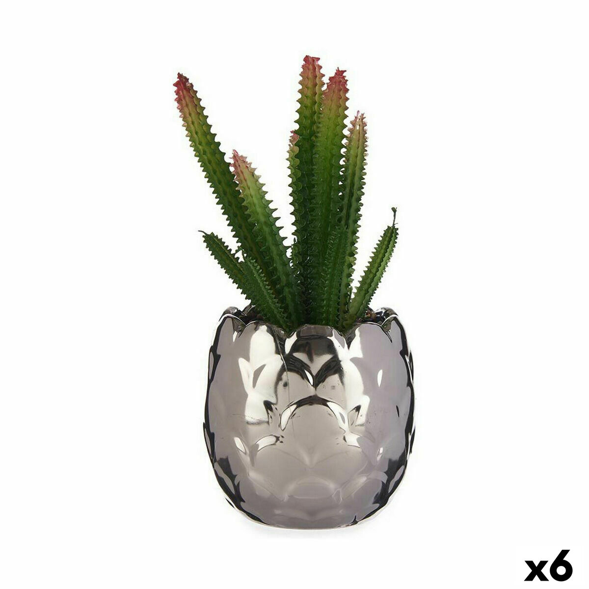 Planta Decorativa Ibergarden Cerámica Plástico Cactus 10 x 20 x 10 cm (6 Unidades)