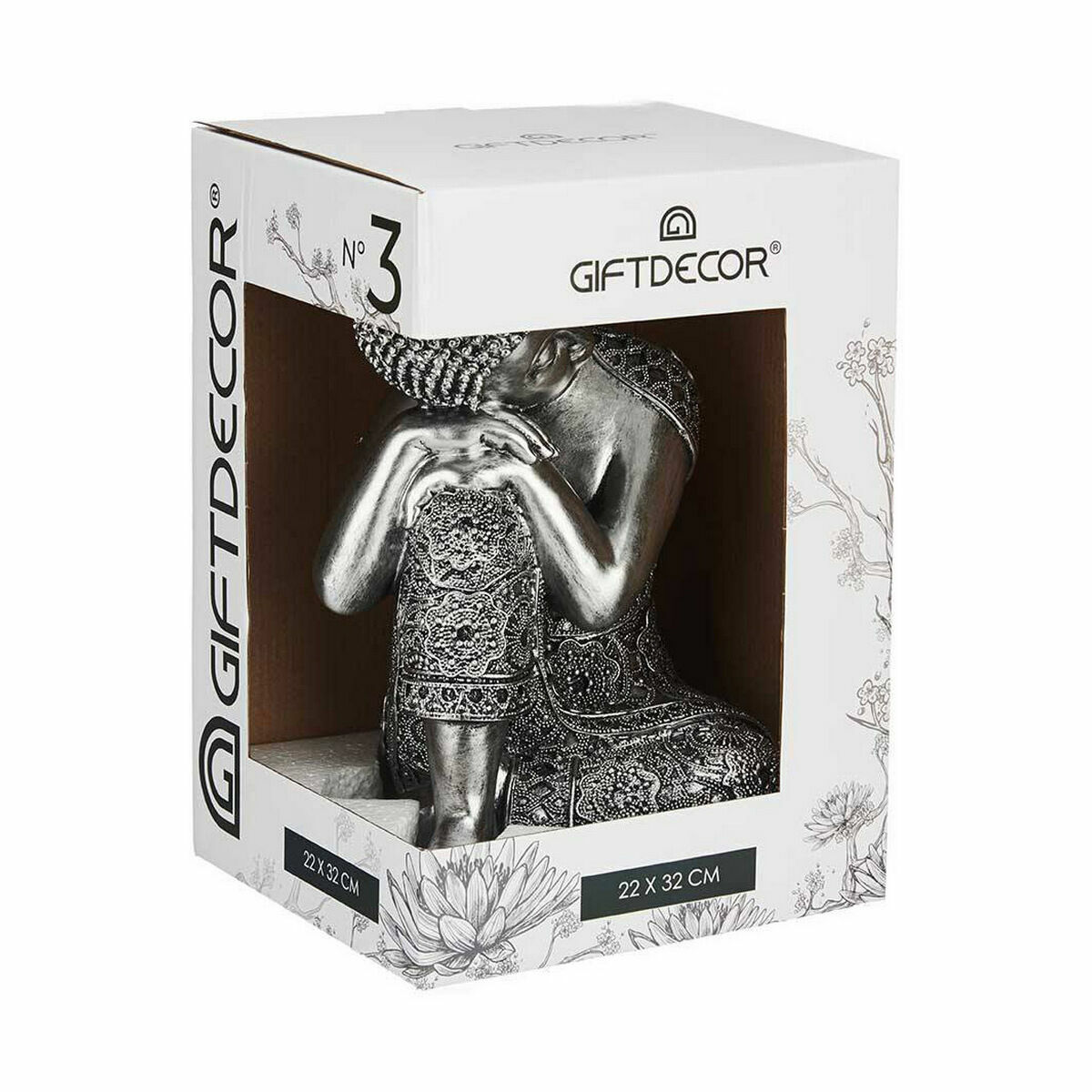 Figura Decorativa Gift Decor Plateado Plata Buda Sentado 20 x 30 x 20 cm (4 Unidades)