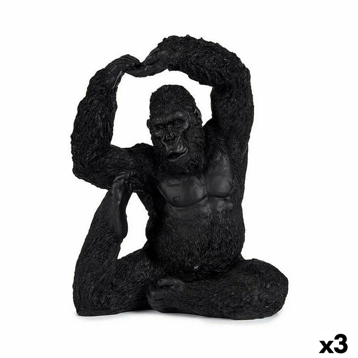 Figura Decorativa Gift Decor Negro Gorila Yoga 15,2 x 31,5 x 26,5 cm (3 Unidades)