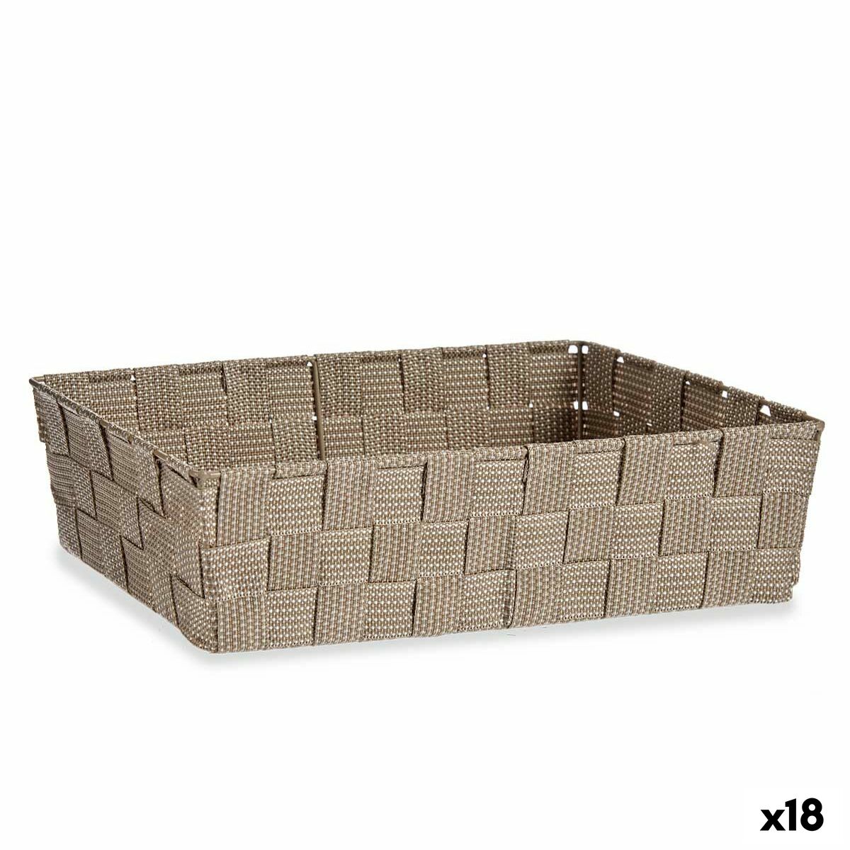 Cesta Multiusos Kipit Beige Poliéster Tela Trenzada 3,8 L (18 Unidades)