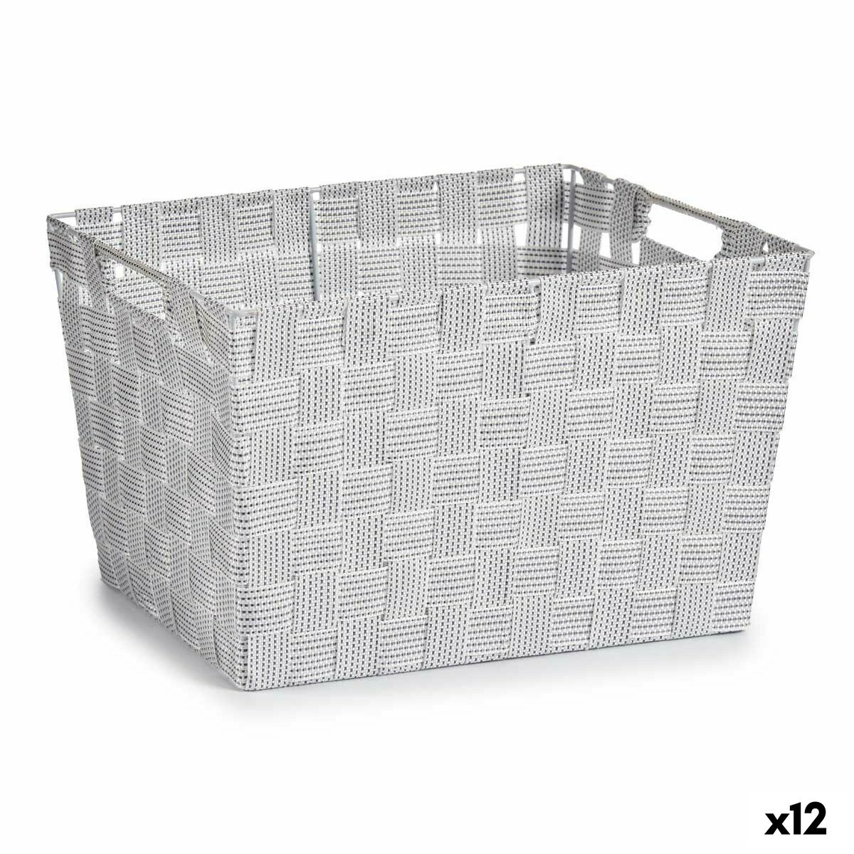 Cesto para la Ropa Kipit Blanco Poliéster Tela Trenzada 10 L 35 x 20 x 25 cm 25 x 20 x 35 cm (12 Unidades)