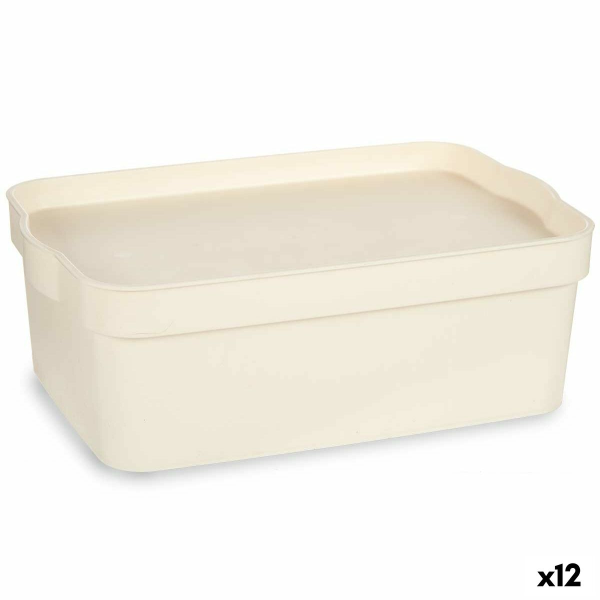 Caja de Almacenaje con Tapa Kipit Crema Plástico 6 L (12 Unidades)