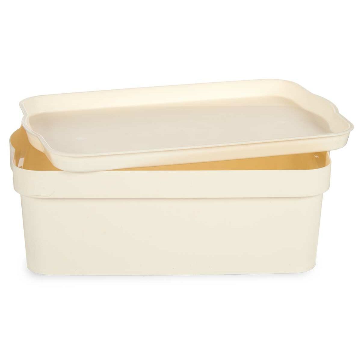 Caja de Almacenaje con Tapa Kipit Crema Plástico 6 L (12 Unidades)