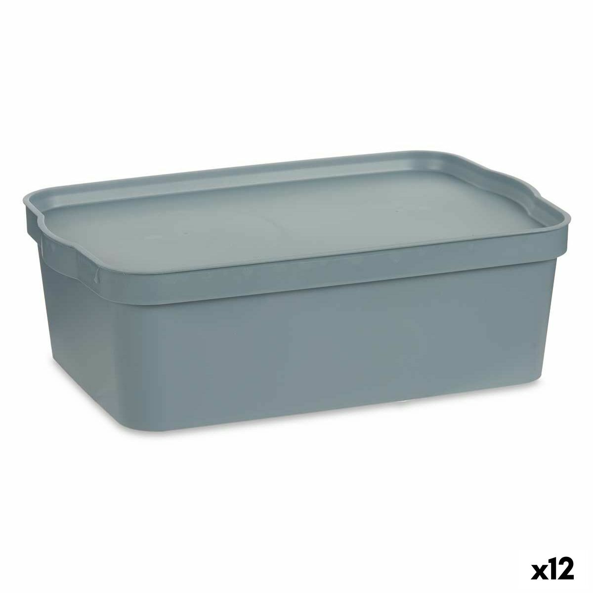 Caja de Almacenaje con Tapa Kipit Gris Plástico 14 L (12 Unidades)