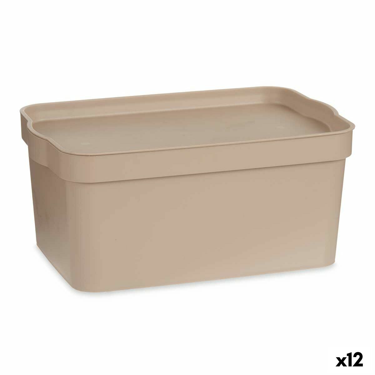 Caja de Almacenaje con Tapa Kipit Beige Plástico 7,5 L (12 Unidades)