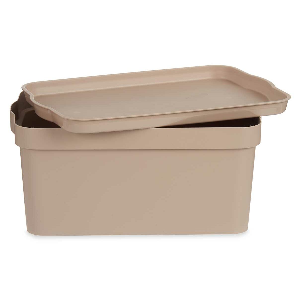 Caja de Almacenaje con Tapa Kipit Beige Plástico 7,5 L (12 Unidades)