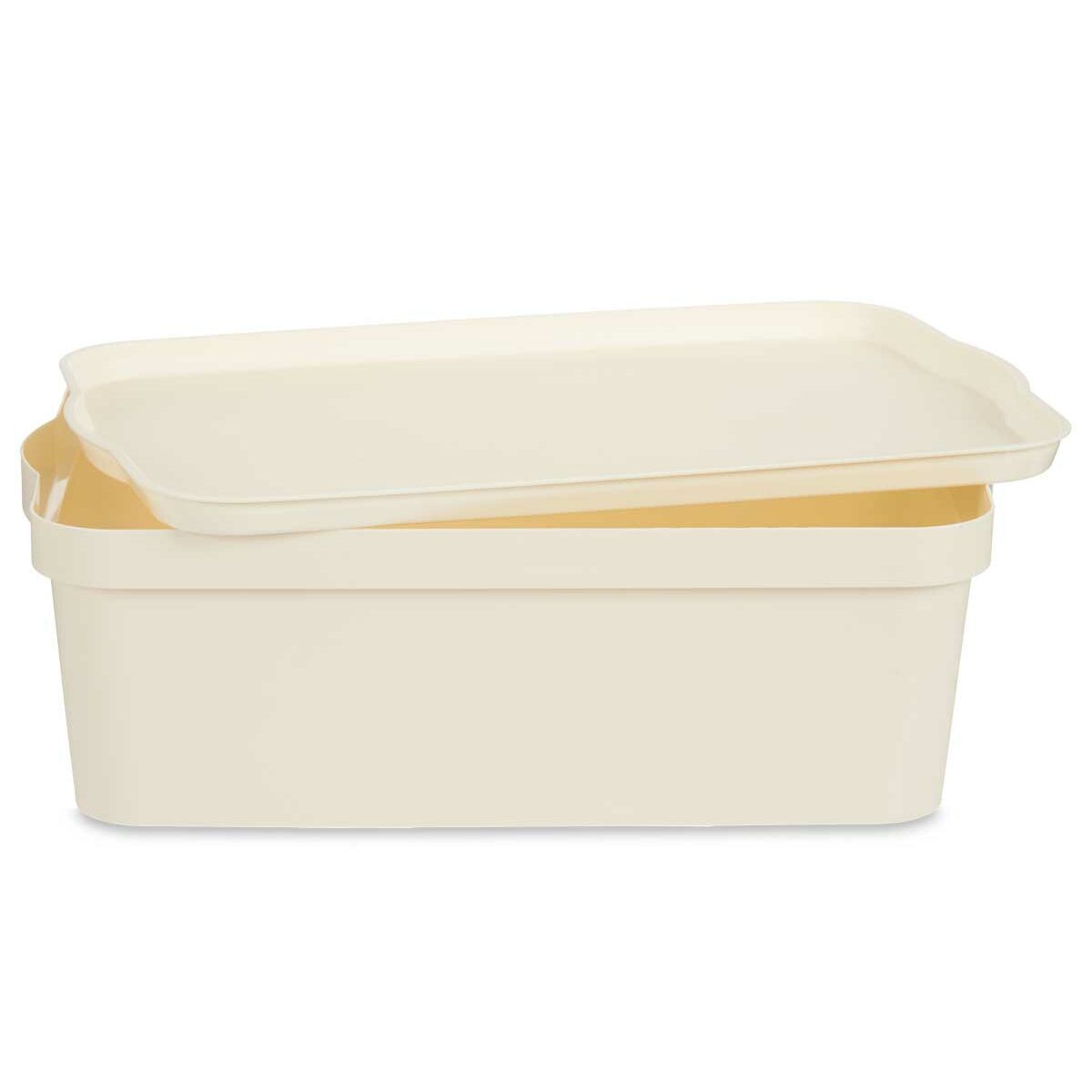 Caja de Almacenaje con Tapa Kipit Crema Plástico 14 L (12 Unidades)