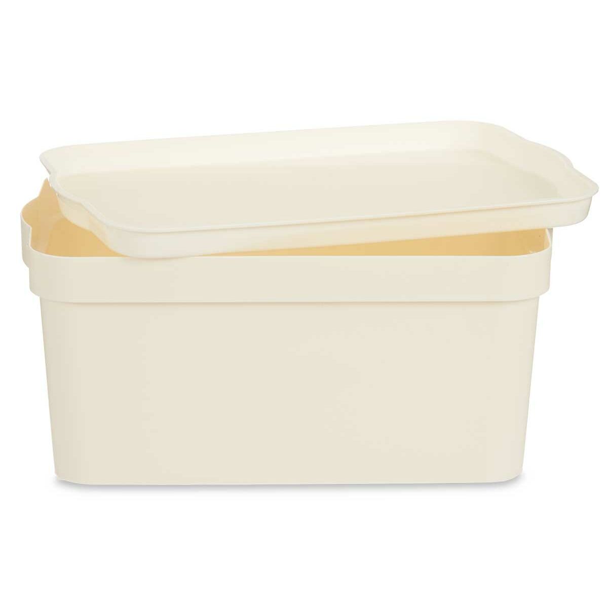 Caja de Almacenaje con Tapa Kipit Crema Plástico 7,5 L (12 Unidades)