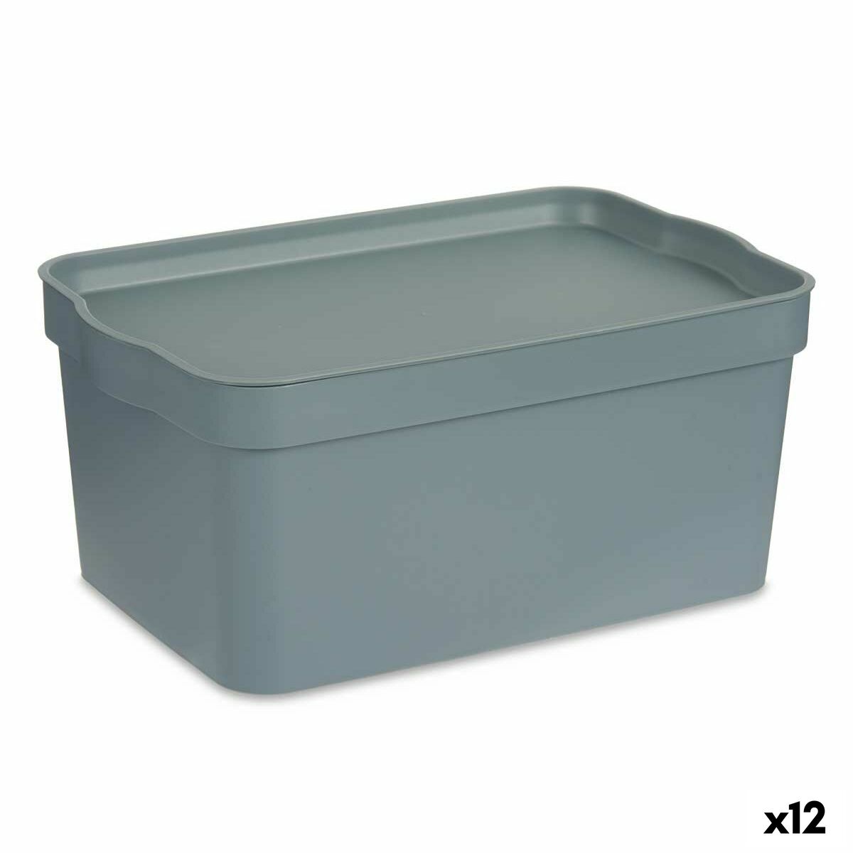 Caja de Almacenaje con Tapa Kipit Gris Plástico 7,5 L (12 Unidades)