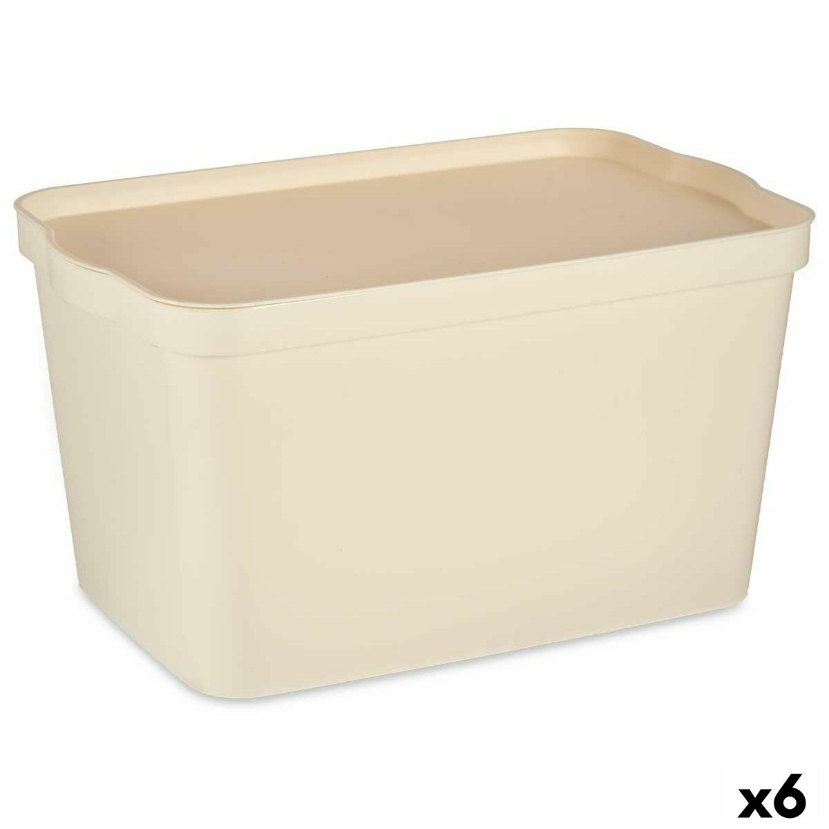 Caja de Almacenaje con Tapa Kipit Crema Plástico 24 L (6 Unidades)