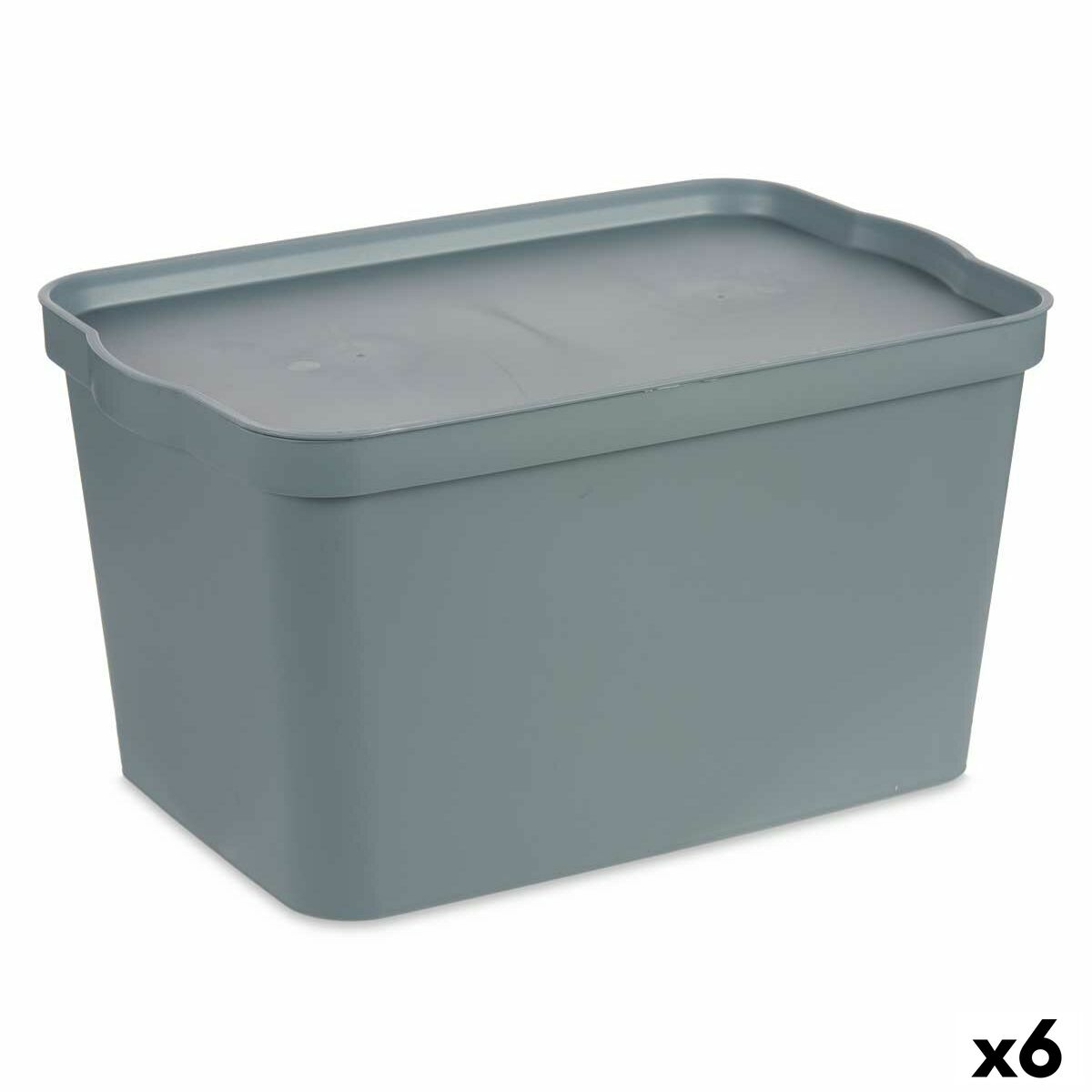Caja de Almacenaje con Tapa Kipit Gris Plástico 24 L (6 Unidades)