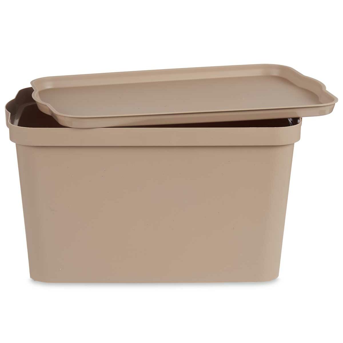Caja de Almacenaje con Tapa Kipit Beige Plástico 24 L (6 Unidades)