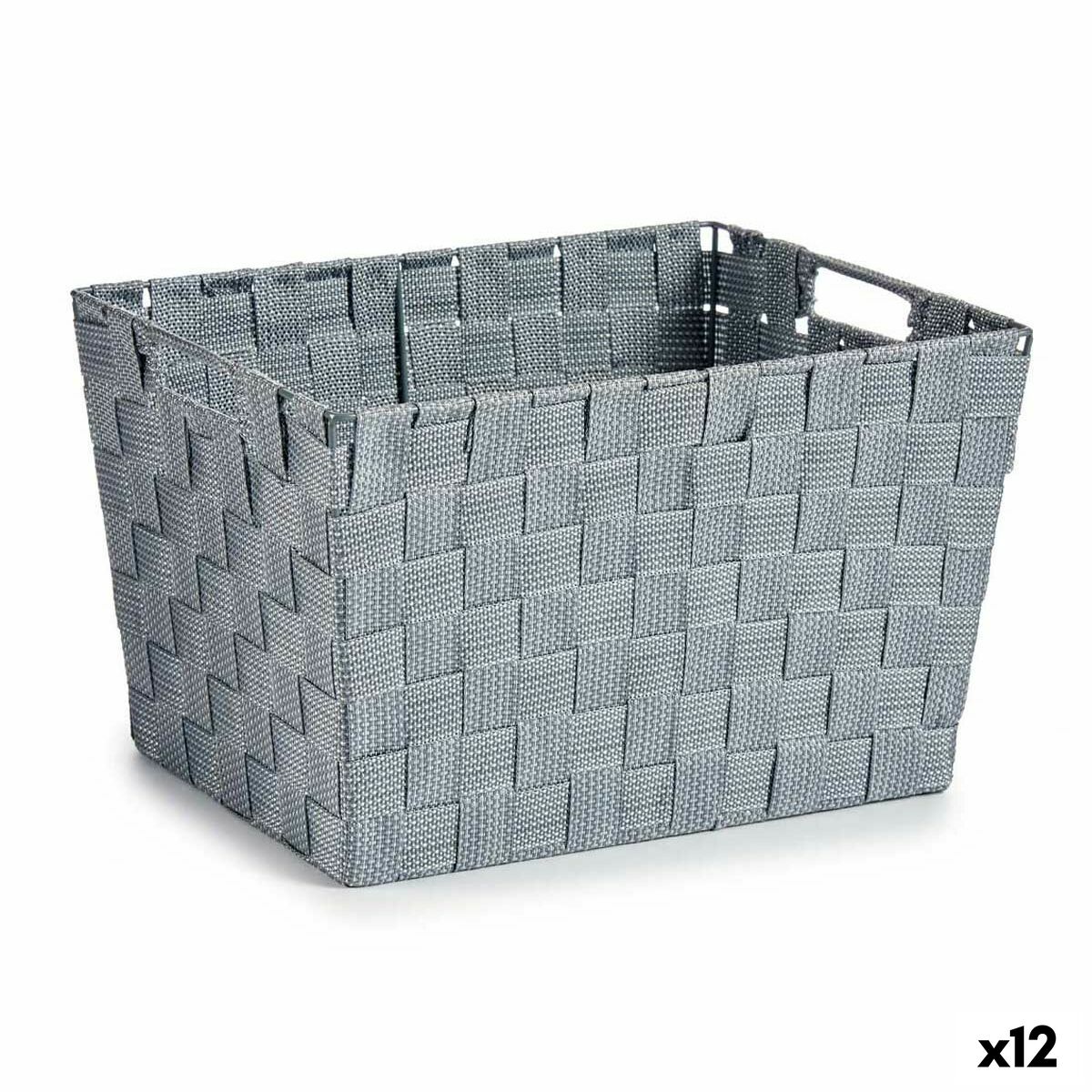 Cesto para la Ropa Kipit Gris Tela Trenzada 10 L 25 x 20,5 x 35 cm (12 Unidades)