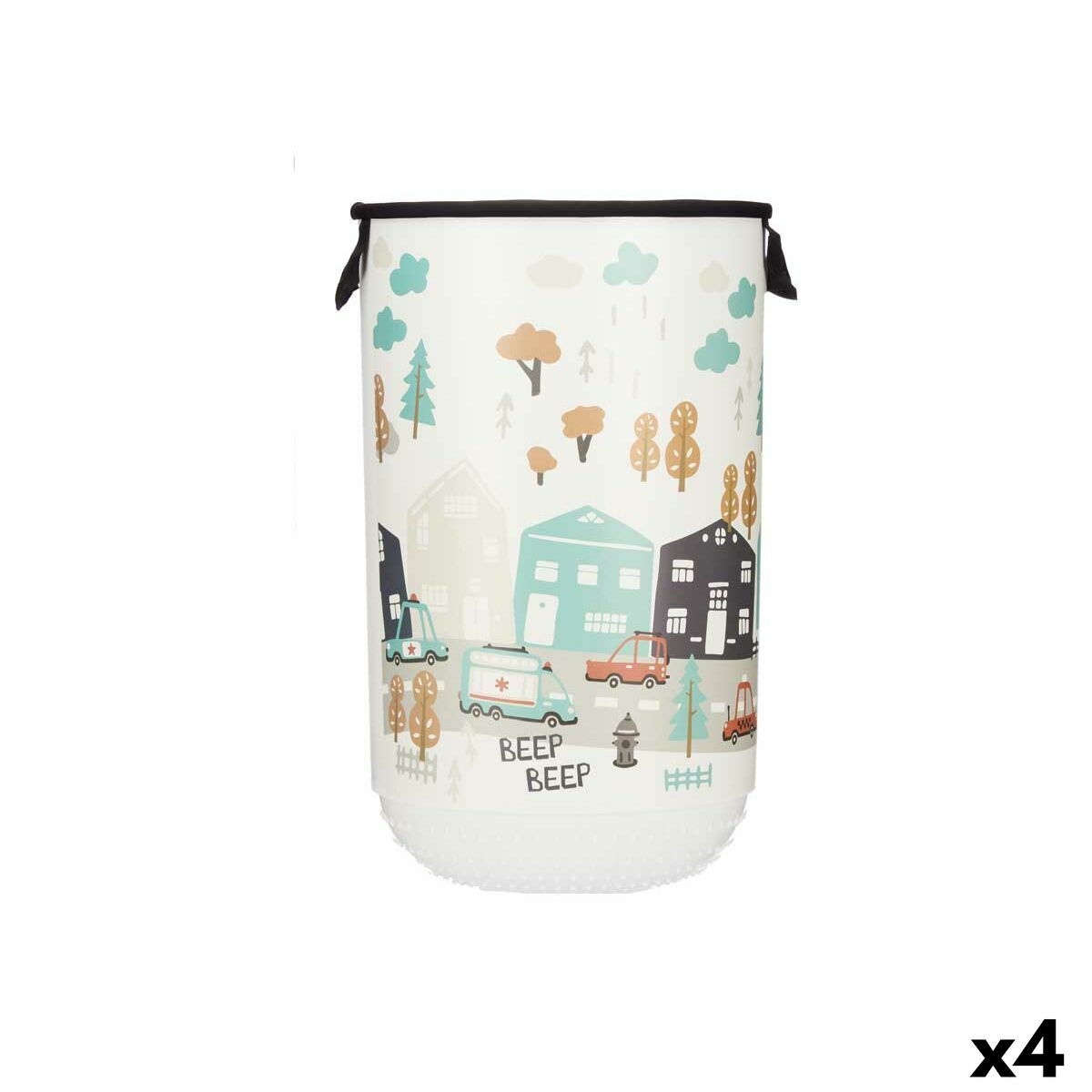 Cesto para la Ropa Kipit Tela Plástico Infantil Carretera 40 L 34 x 52,3 x 34 cm (4 Unidades)