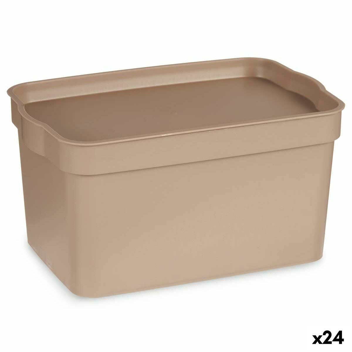 Caja de Almacenaje con Tapa Kipit Beige Plástico 2,3 L (24 Unidades)