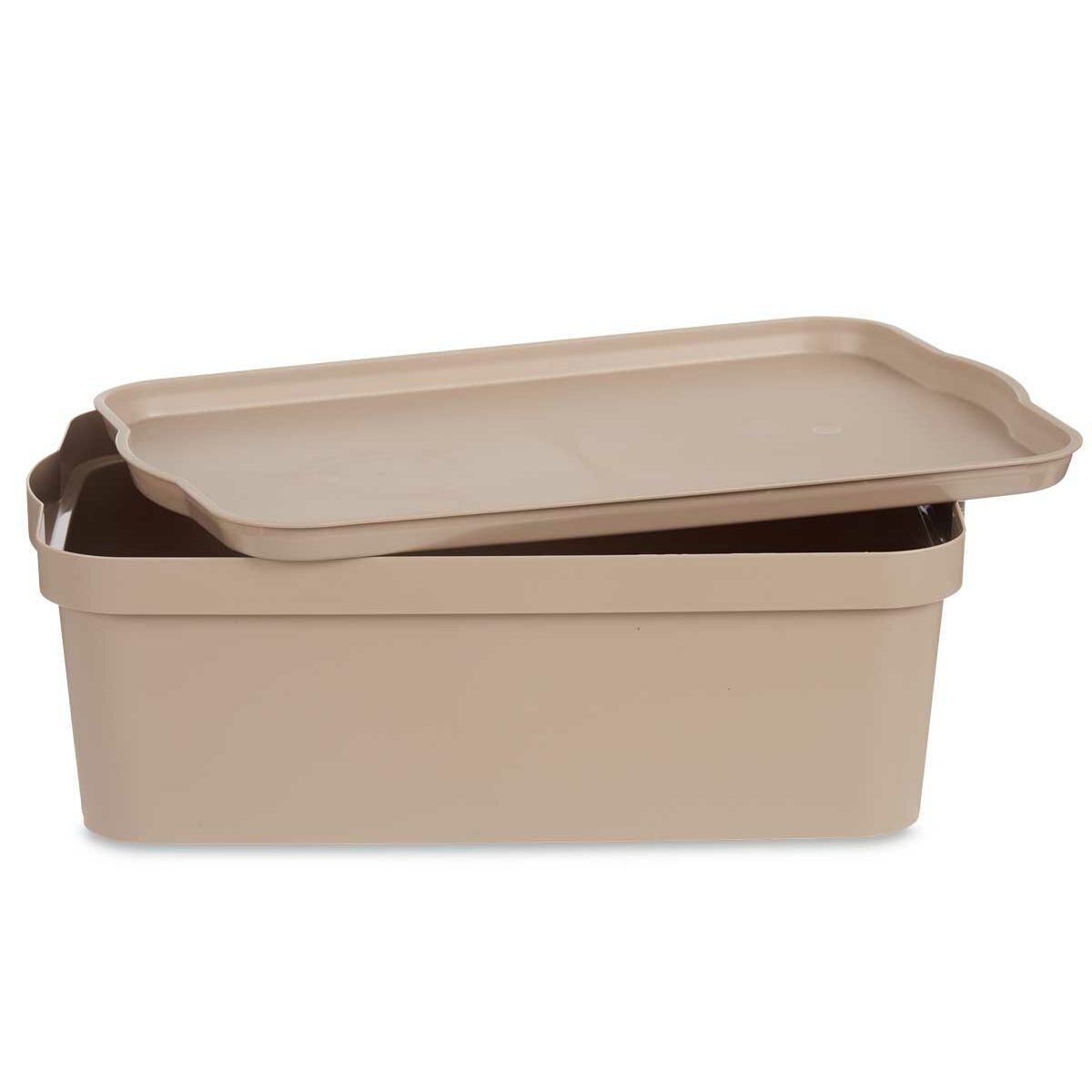Caja de Almacenaje con Tapa Kipit Beige Plástico 14 L (12 Unidades)