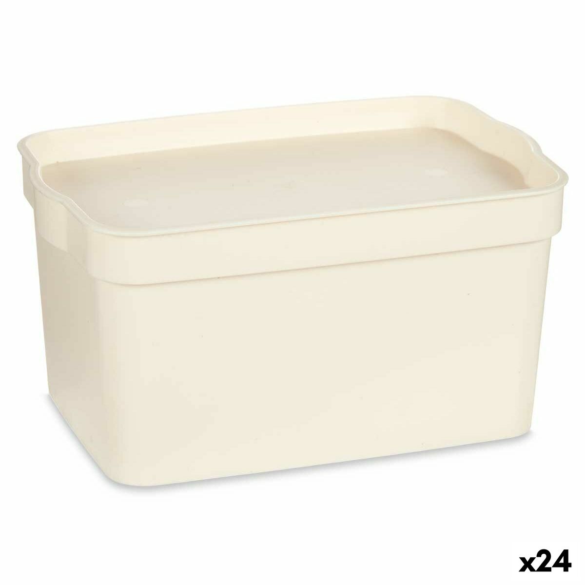Caja de Almacenaje con Tapa Kipit Crema Plástico 2,3 L (24 Unidades)