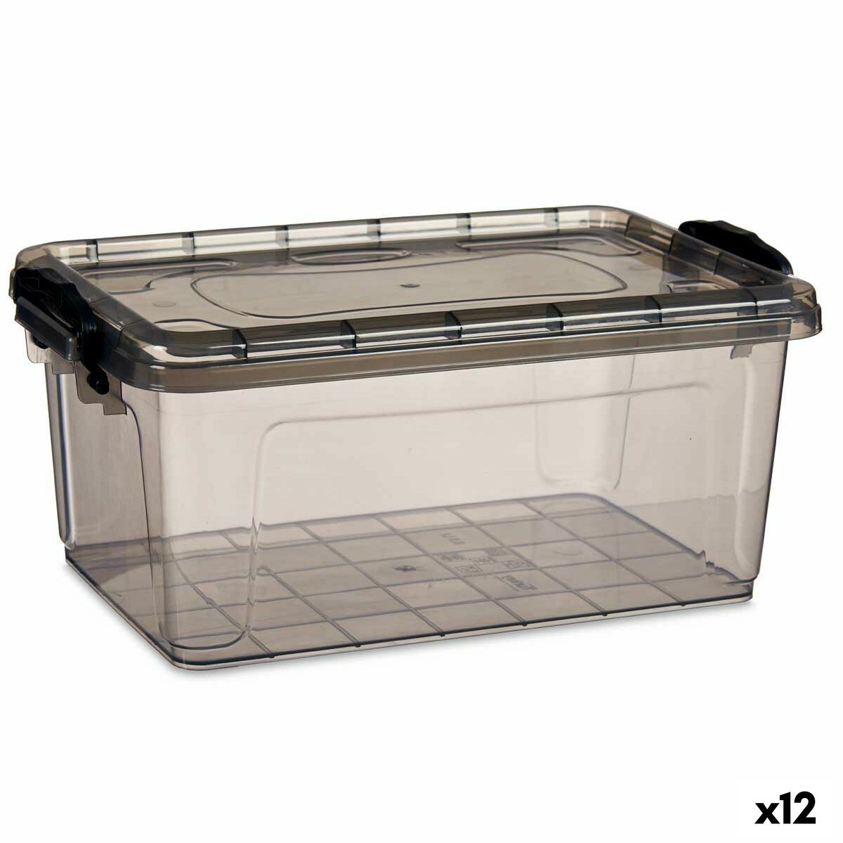 Caja de Almacenaje con Tapa Kipit Antracita Plástico 8,5 L (12 Unidades)