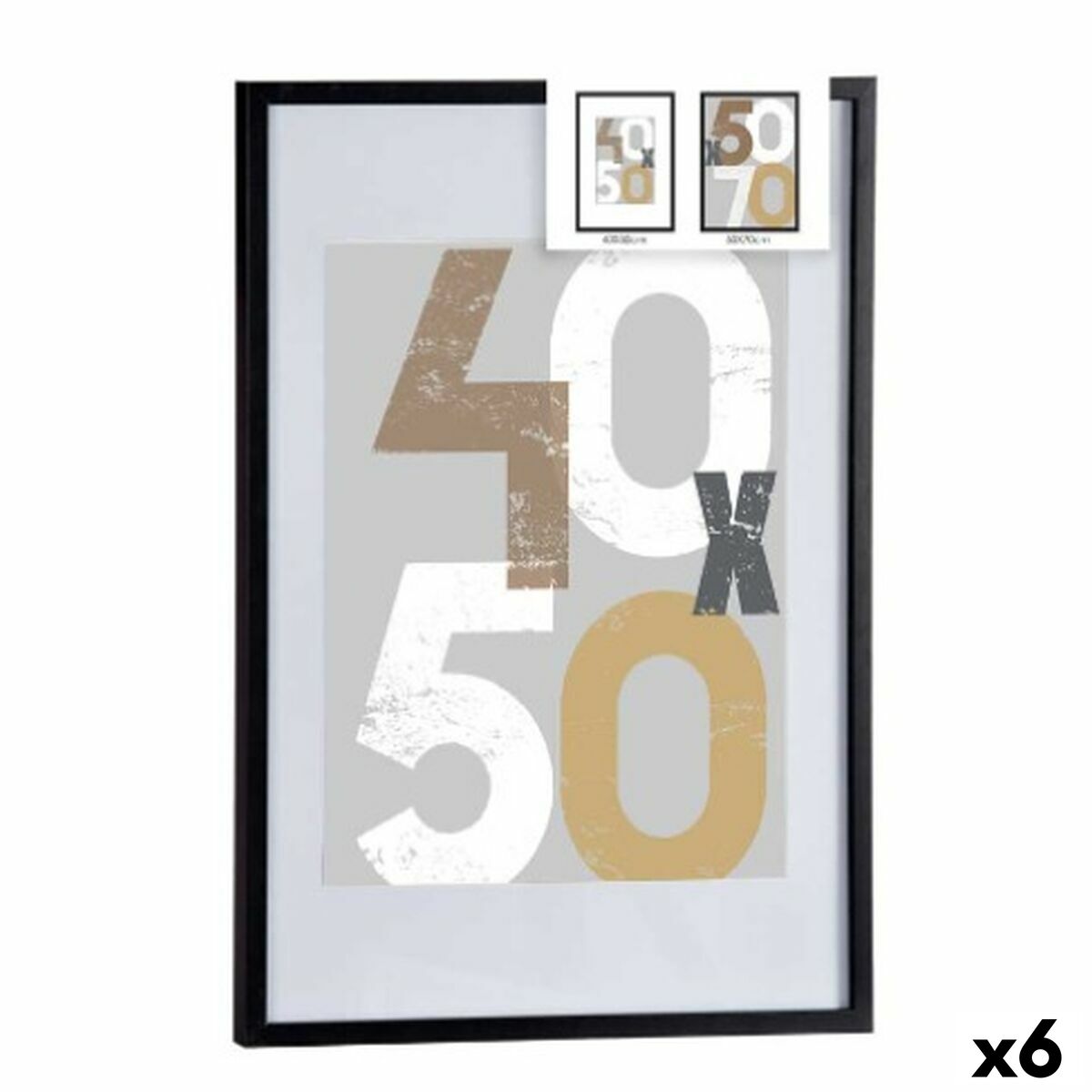 Portafotos de Pared Gift Decor Negro Poliestireno Plástico Madera MDF 50 x 70 cm (6 Unidades)