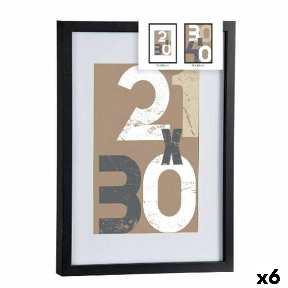 Portafotos de Pared Gift Decor Negro Vidrio Madera MDF 30 x 40 cm (6 Unidades)