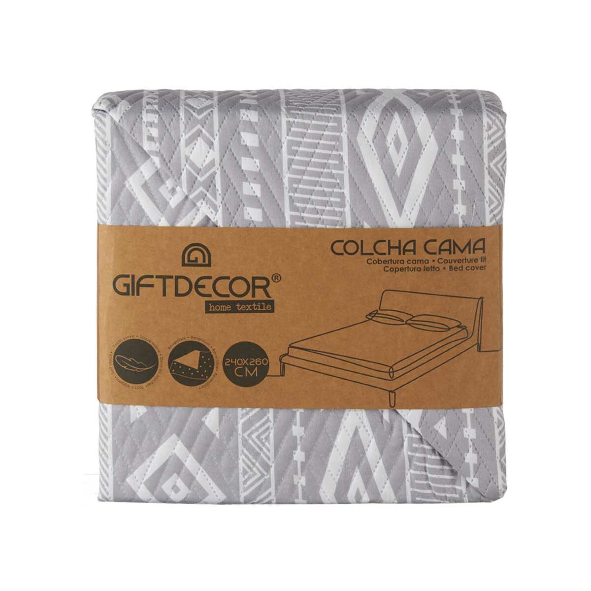 Colcha Reversible Gift Decor Blanco Gris 240 x 260 cm 260 x 0,3 x 240 cm (6 Unidades)