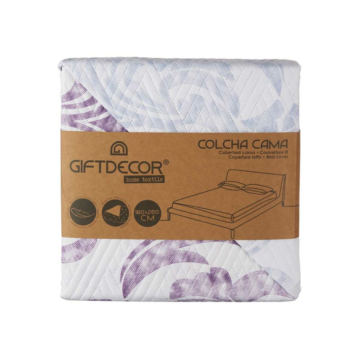 Colcha Reversible Gift Decor Blanco Morado 180 x 260 cm 260 x 0,3 x 180 cm (6 Unidades)