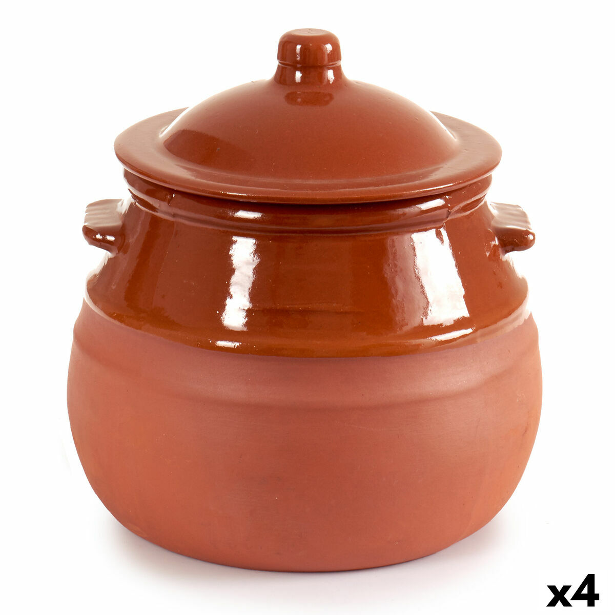 Olla con Tapa La Dehesa Barro cocido 2 L 19 x 20,5 x 18 cm (4 Unidades)