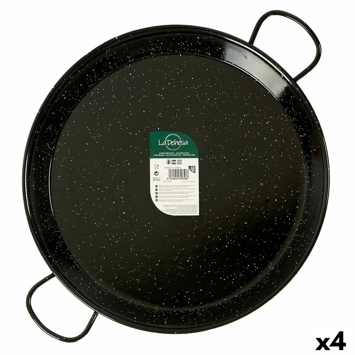 Paellera La Dehesa Negro Acero Esmaltado Ø 60 cm (4 Unidades)
