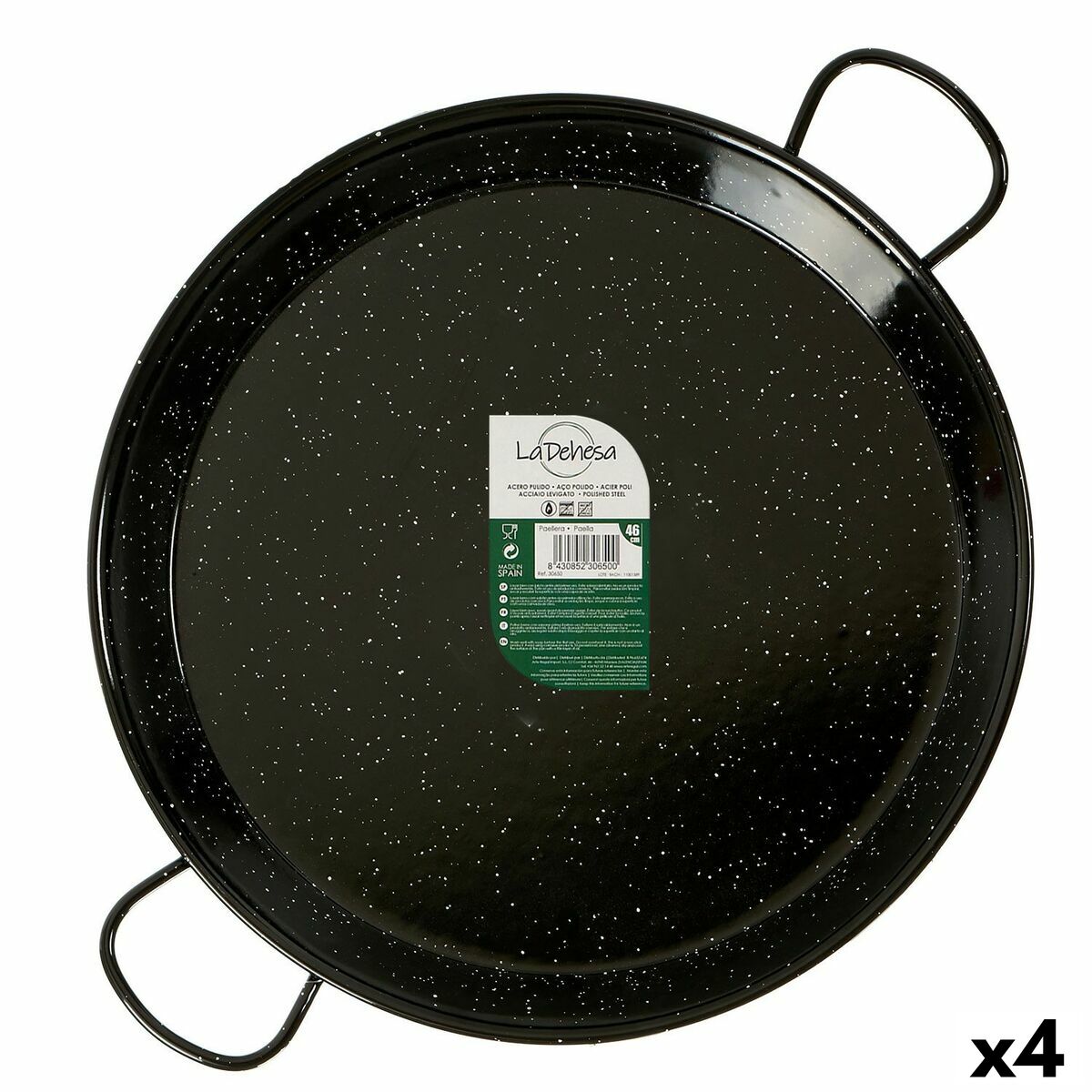 Paellera La Dehesa Negro Acero Esmaltado Ø 46 cm 59 x 6 x 46 cm (4 Unidades)