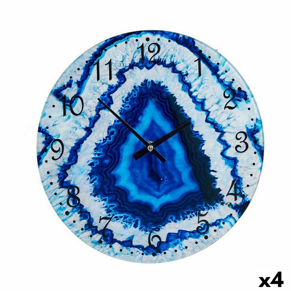 Reloj de Pared Gift Decor Azul Cristal Mármol 30 x 4 x 30 cm (4 Unidades)