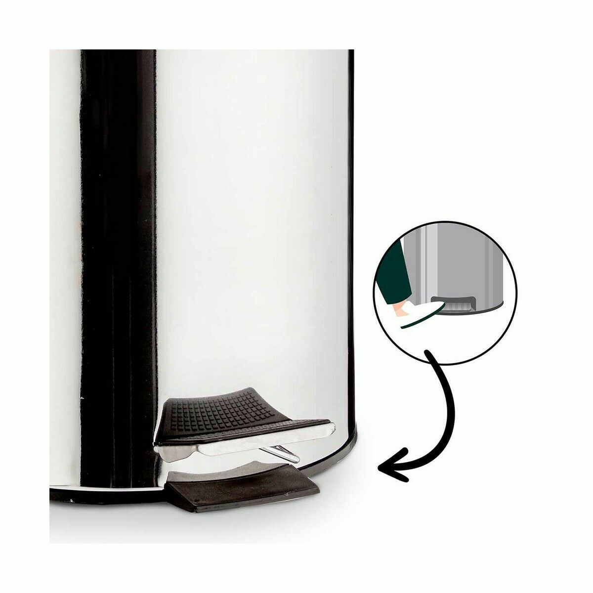 Papelera con Pedal Berilo Plateado Acero Inoxidable Plástico 12 L (4 Unidades)