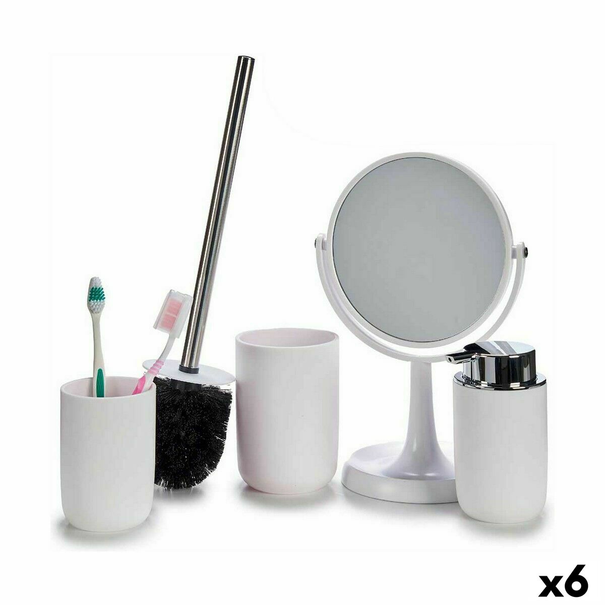 Set de Baño Berilo Blanco Polipropileno 16,5 x 29,5 x 17 cm 4 Piezas (6 Unidades)