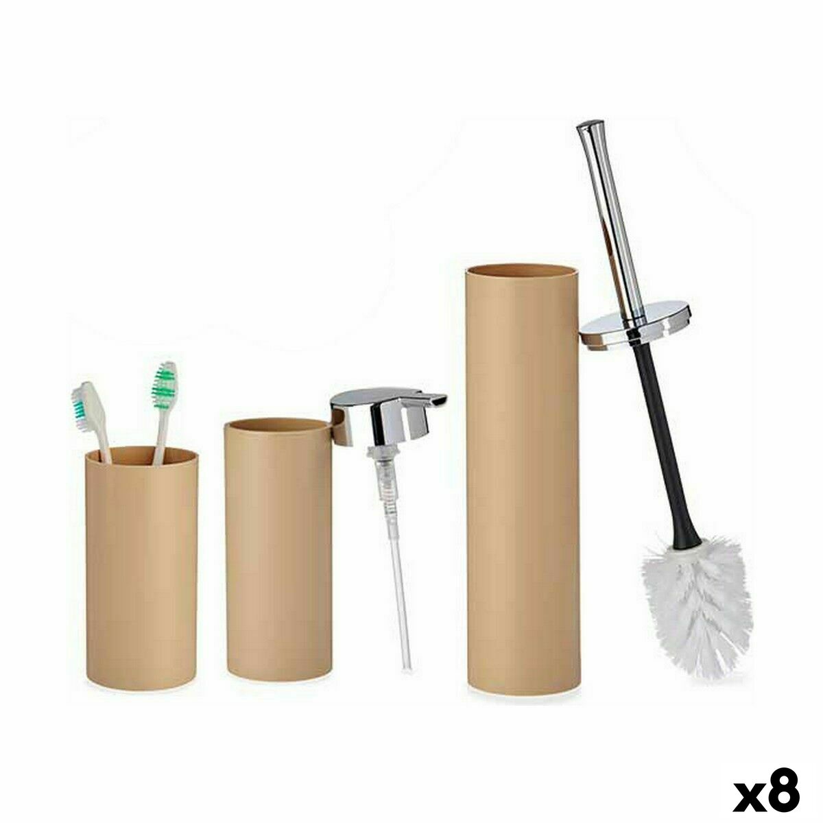 Set de Baño Berilo Marrón Plástico 16,5 x 8 x 32,5 cm (8 Unidades)