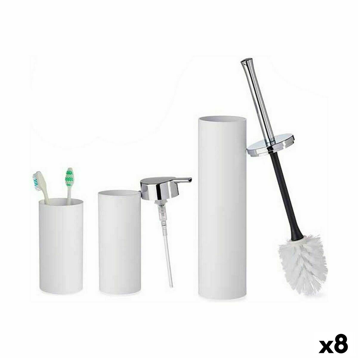 Set de Baño Berilo Blanco Plástico 16,5 x 8 x 32,5 cm (8 Unidades)